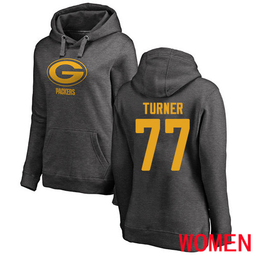 Green Bay Packers Ash Women #77 Turner Billy One Color Nike NFL Pullover Hoodie Sweatshirts